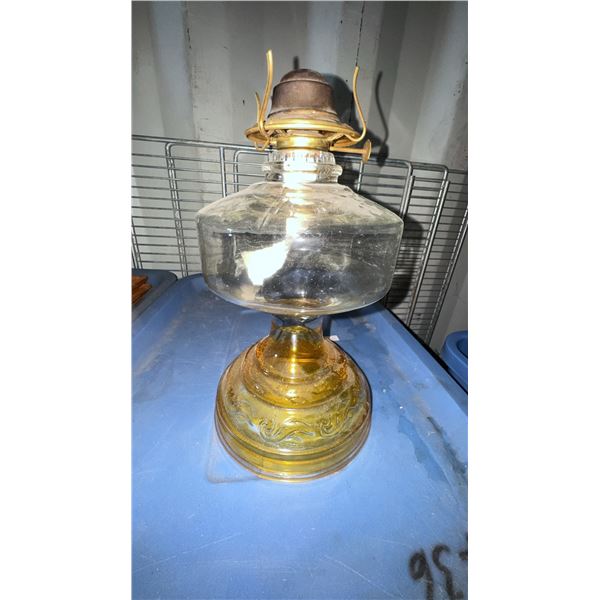 Glass Kerosene Oil Lamp with Embossed Base, 12 Inches Tall