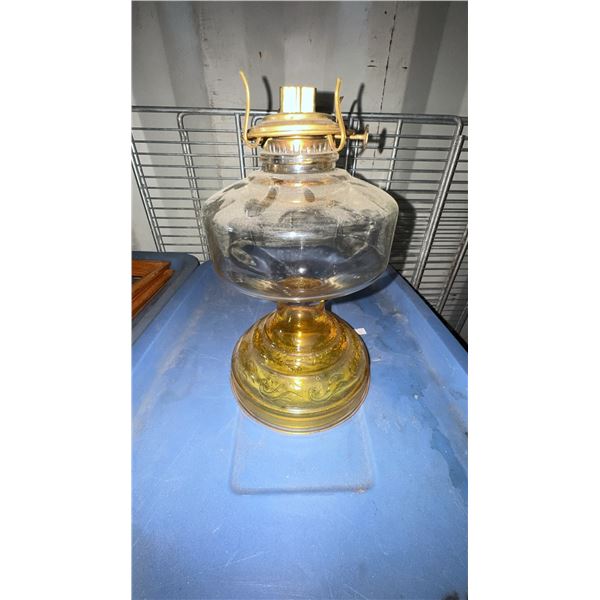 Eagle Clear and Amber Glass Oil Lamp, 12" Tall