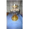 Image 1 : Eagle Clear and Amber Glass Oil Lamp, 12" Tall