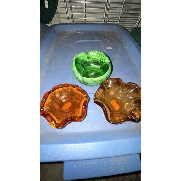 3 Art Glass Ashtrays—Murano and Viking