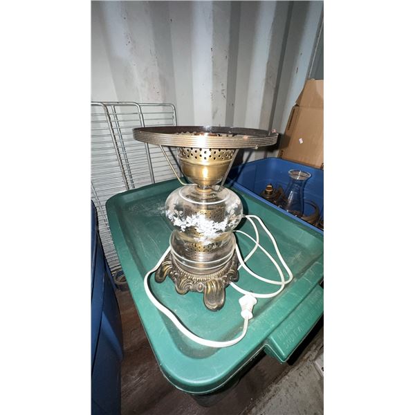 Electric Table Lamp with Brass and Frosted Glass