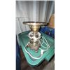 Image 1 : Electric Table Lamp with Brass and Frosted Glass