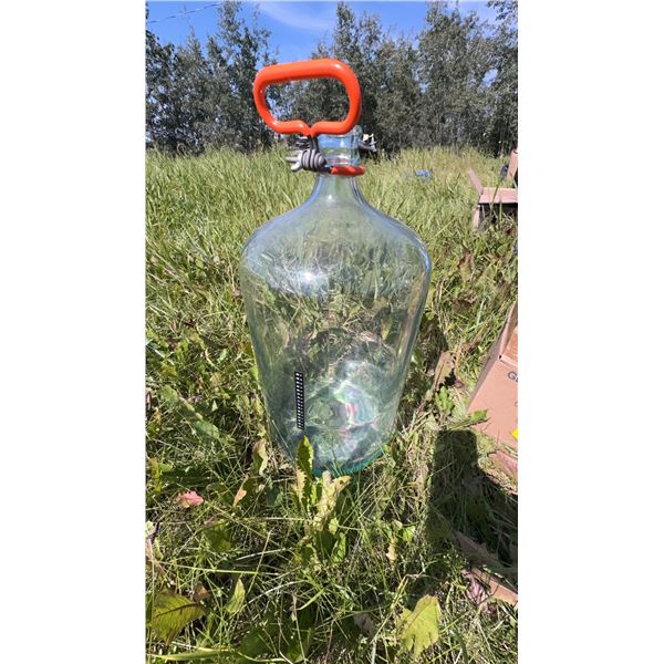 Large Clear Glass Carboy with Orange Handle