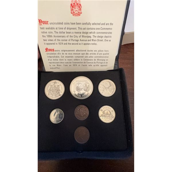 1974 Royal Canadian Mint Winnipeg Centennial Proof-Like Coin Set