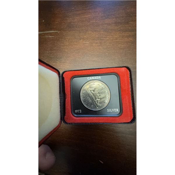 1972 Canada Silver Dollar Coin in Case