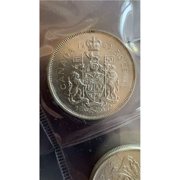 1965 Canada 50 Cents Silver Coin, 80% Silver, 11.66g
