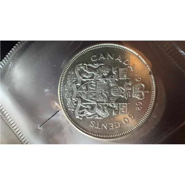 1962 Canadian 50 Cents Coin, 80% Silver, 11.66g