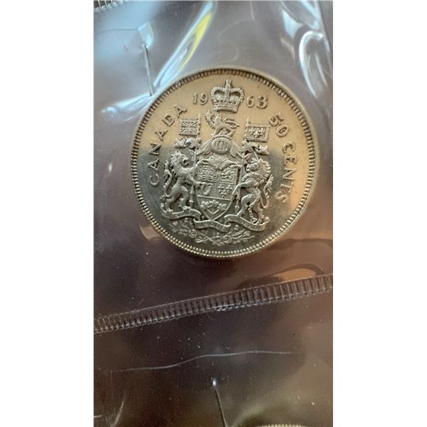 1963 Canada 50 Cents Coin, 80% Silver, Elizabeth II