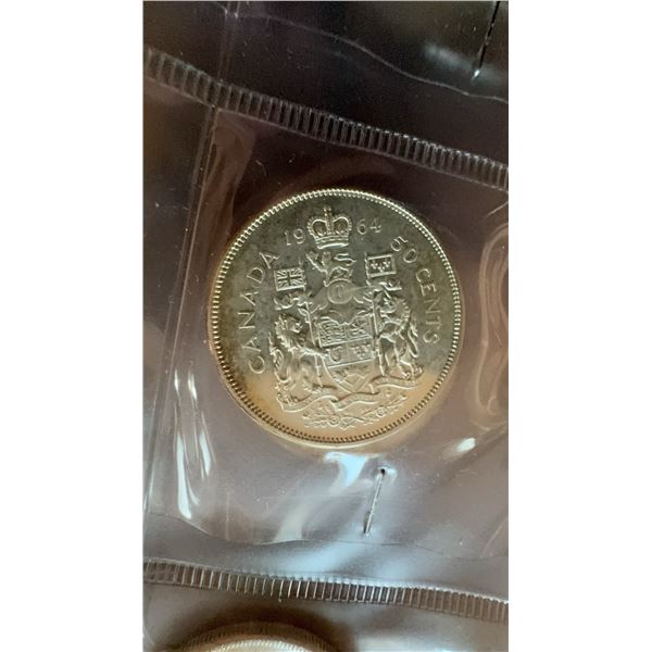 1963 Canada 50 Cents Silver Coin, British Arms Reverse
