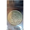 Image 1 : 1963 Canada 50 Cent Coin, 80% Silver, British Arms Reverse