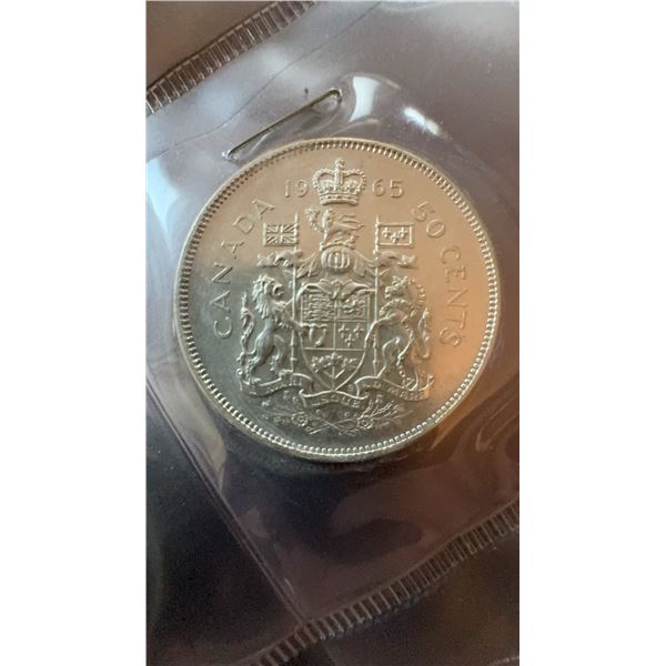1965 Canada 50 Cents Coin, 80% Silver, 11.66g