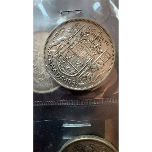 1953 Canada 50 Cents Elizabeth II 80% Silver Coin 11.66g