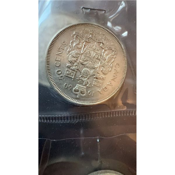 1961 Canada 50 Cents Coin, 80% Silver, 11.66g