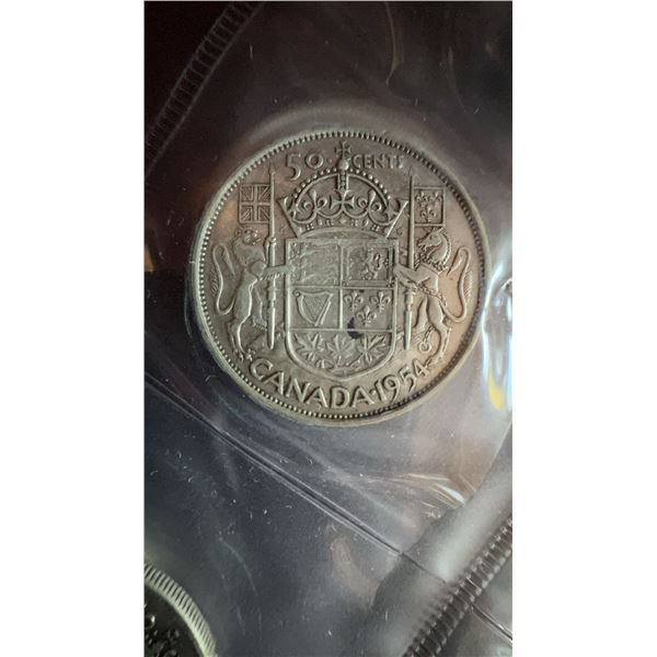 1954 Canada 50 Cent Coin, 80% Silver, Elizabeth II