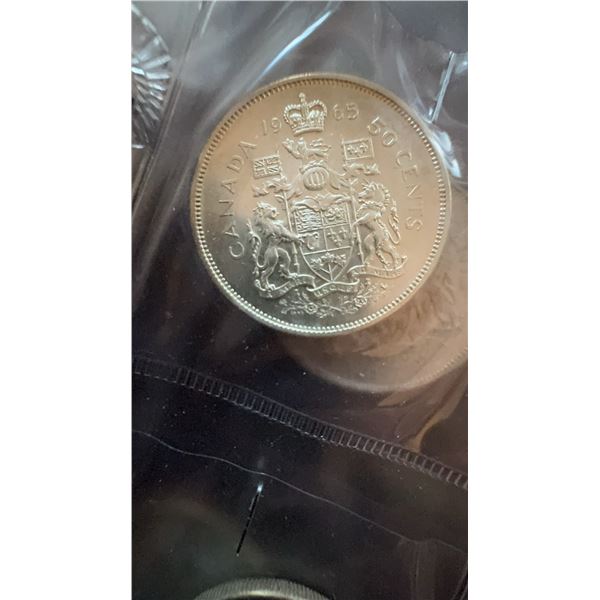 1965 Canada 50 Cent Coin, 80% Silver, 11.66g