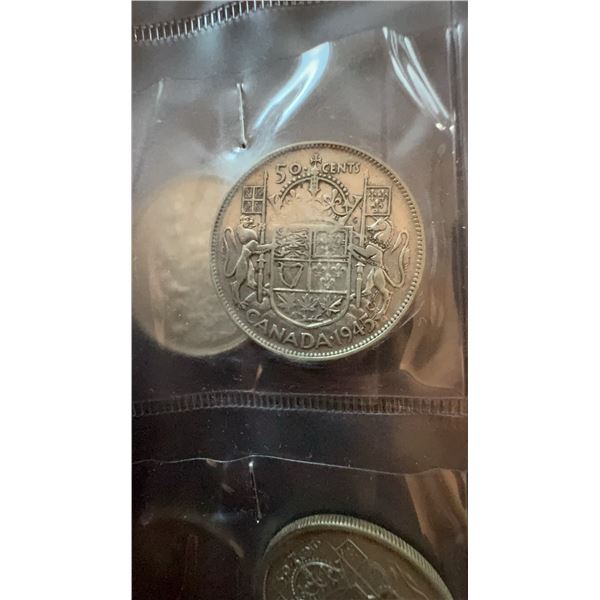 Canada 1945 Fifty Cent Silver Coin George VI