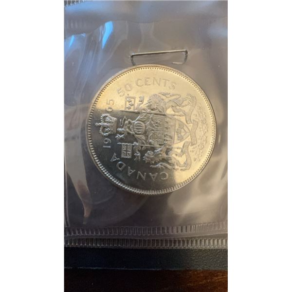 1965 Canada 50 Cents Coin, 80% Silver, Elizabeth II