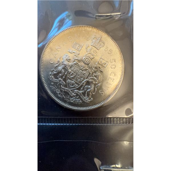 1985 Canada 50 Cents Coin, 80% Silver, 11.66g