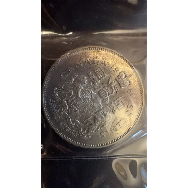 1966 Canada 50 Cents Coin, 80% Silver, 11.66g