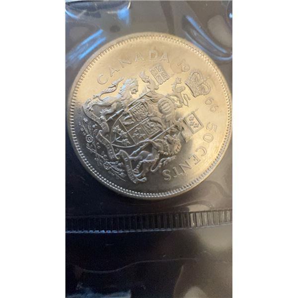 1966 Canada 50 Cent Coin, 80% Silver, 11.66g