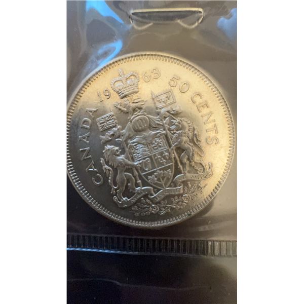 1963 Canada 50 Cents Silver Coin Elizabeth II
