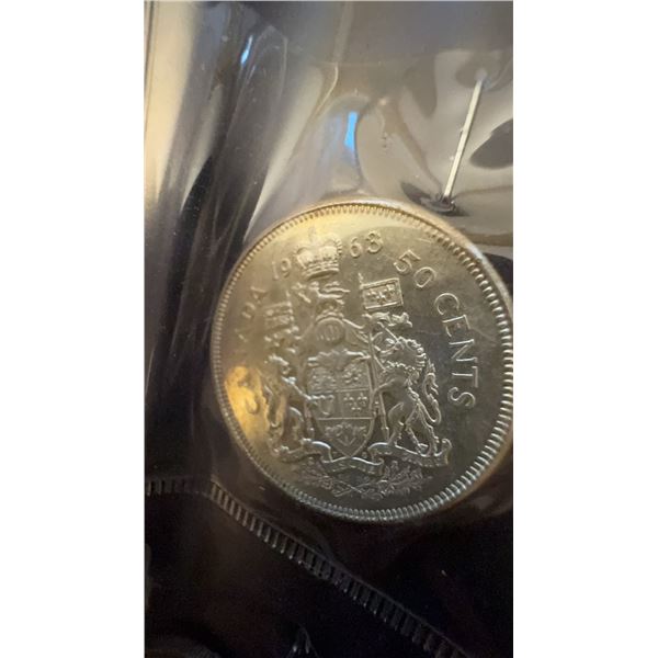 1963 Canadian 50 Cents Coin, 80% Silver, 11.66g
