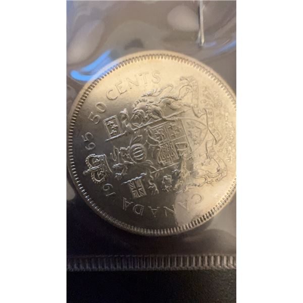 1965 Canada 50 Cents Coin 80% Silver 11.66g Elizabeth II