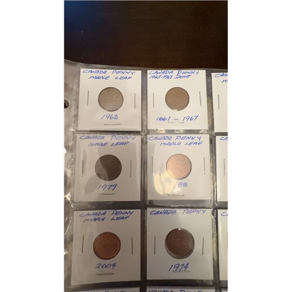 Canada Penny Collection, Maple Leaf, 1962–2007, 10 Coins