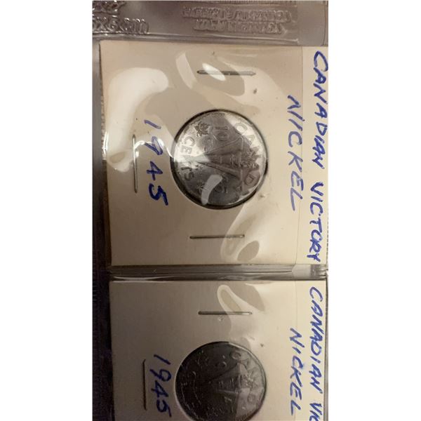 1945 Canadian Victory Nickels and 1947 Maple Leaf Nickel