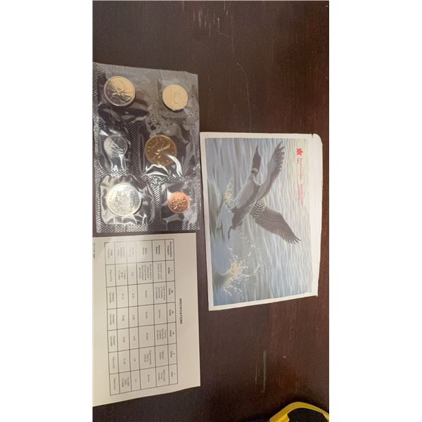 1986 Canada Mint Proof Set With Certificate and Loon Postcard