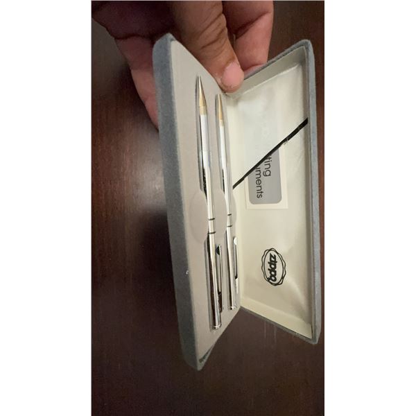 Zippo Chrome Ballpoint Pen and Mechanical Pencil Set in Case