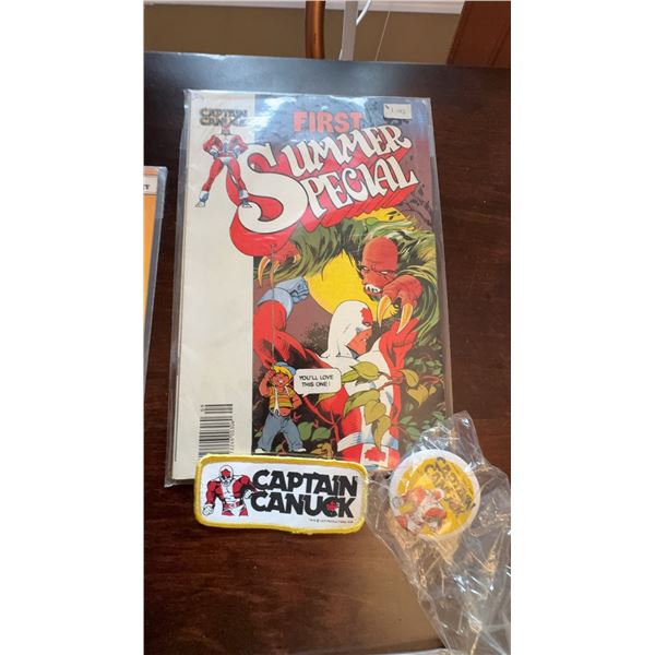 Captain Canuck Comic with Patch and Button Set