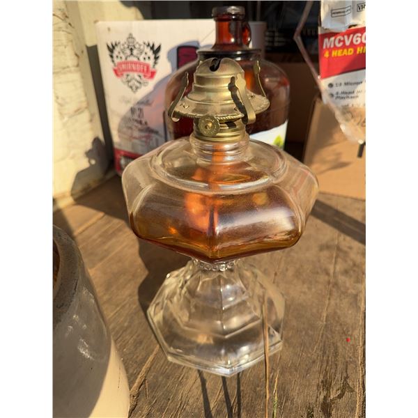 Clear Glass Oil Lamp with Brass Burner