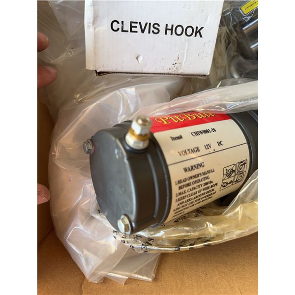PitBull 12V DC Winch with Clevis Hook and Mounting Hardware