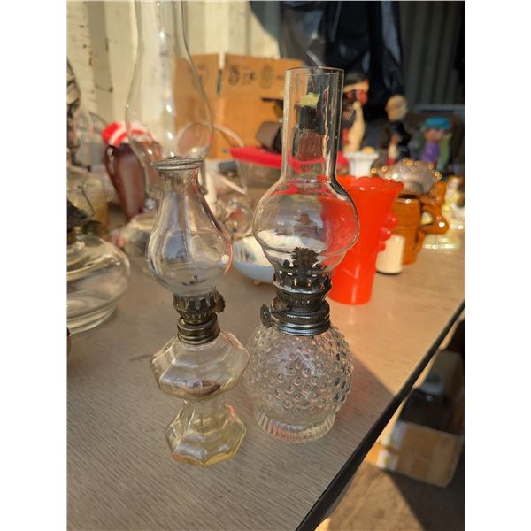 Clear Glass Miniature Oil Lamps with Metal Burners
