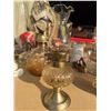 Image 2 : Pressed Glass and Brass Kerosene Table Lamp
