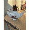 Image 3 : Porcelain Floral Miniature Oil Lamps with Brass Fittings