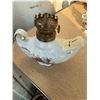 Image 4 : Porcelain Floral Miniature Oil Lamps with Brass Fittings