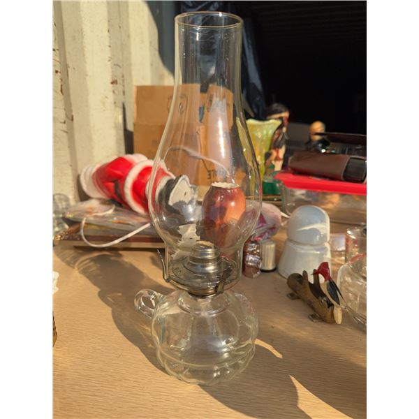 Clear Glass Miniature Oil Lamp with Wick and Chimney