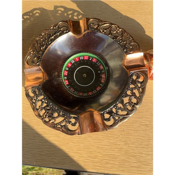 Roulette Theme Metal Ashtray and Novelty Tabletop Lighter Set