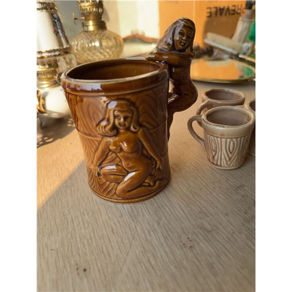 Ceramic Nude Female Relief Mug With Small Barrel Mugs Set