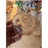 Image 2 : Pressed Glass Bowl Set with Gold Trim, Two Pieces, One Damaged