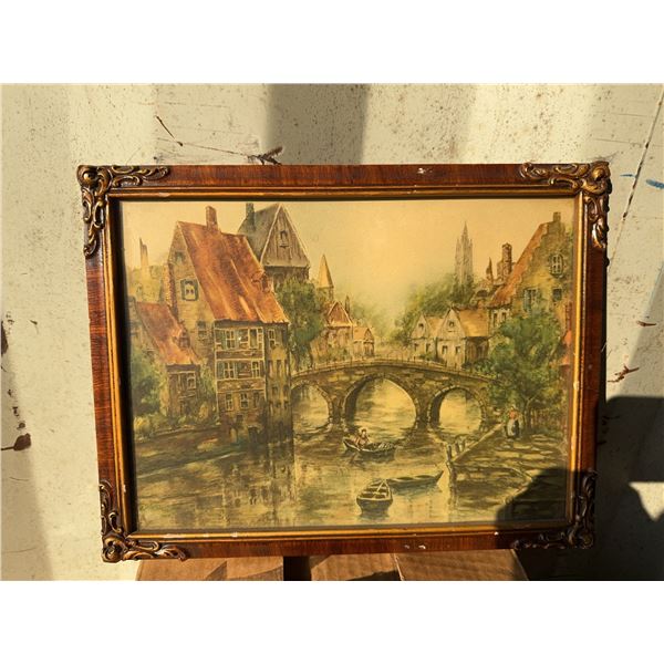 3 Framed Prints with Ornate Wooden Frames