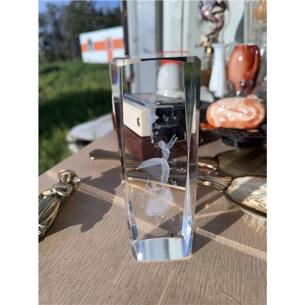 Rectangular Crystal Figurine with Etched Fairy Design