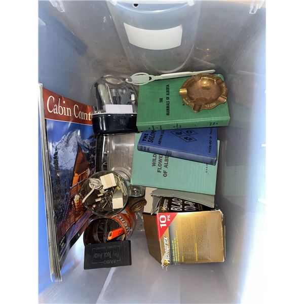 Box Lot With Books, Ashtray, Locks, and Miscellaneous Items