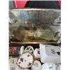 Image 3 : Gray Dunn Biscuit Tin with Assorted Miniature Porcelain Tea Set