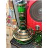 Image 3 : Green Glass Decanter Set With Gold and Red Bands, 6 Glasses