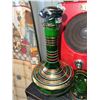 Image 4 : Green Glass Decanter Set With Gold and Red Bands, 6 Glasses