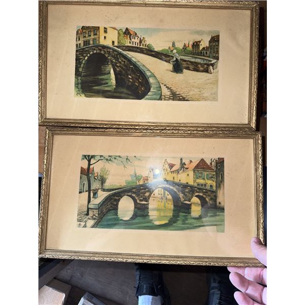 Framed European Bridge Scene Prints