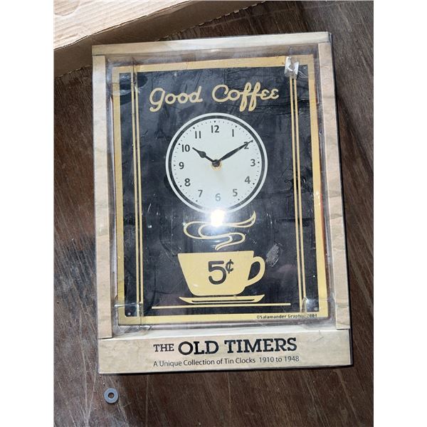 Salamander Graphics Good Coffee Tin Clock, Old Timers Collection